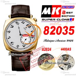 American 1921 82035 A4400 Reloj automático para hombre MKF 40 mm Oro rosa Esfera amarilla Correa de cuero marrón Super Edition Puretimewatch Reloj Hombre Montre Hommes PTVC