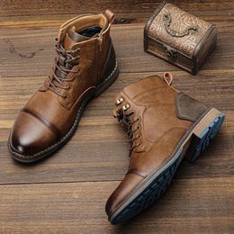 American 677 Style Men Brand Fashion Fashion confortable Bottes de cheville en cuir # al606 231018
