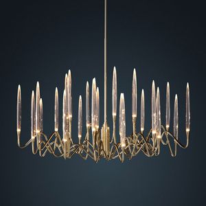 Lustre acrylique américain créatif salon luminaire Led moderne Restaurant luxe Villa Simple cristal