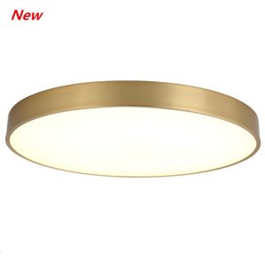 Lámpara de techo americana de cobre Redondo LED ultrafino Balcón Pasillo Pasillo Porche Dormitorio Lámparas minimalistas posmodernas Luz interior