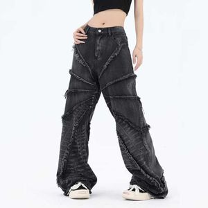 American Baggy Jeans Spider Web Ragged Edge Mens Design Explosif Street Loose Pantalon décontracté