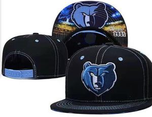 Amerikaanse basketbal grizzlies snapback hoeden teams luxe designer finales kampioenen kleedkamer casquette sport hoed strapback snap terug verstelbare cap a3