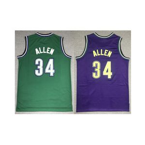 American Basketball Wear Ray Allen 34 Throwback Men Jerseys Green Purple Mitchell Ness Shirt volwassen grootte Jersey Mix Order
