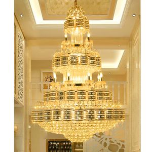 Amerikaans grote kristal kroonluchters Lichten armatuur Europese klassieke luxe kroonluchter LED Large moderne glanzende hangende lampen Home Villa Loft Hotel Luster Lamparas