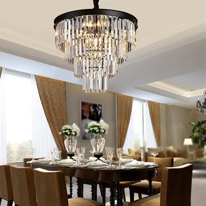 American black iron art crystal chandeliers chandelier modern living room colgante iluminación dormitorio lámpara humo gris cristales lamp247p