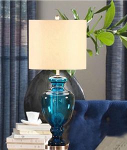 Amerikaanse blauwe glazen tafellampen Slaapkamer studie nachtkastje bureaulamp el woonkamer decoratieve tafellamp LR0084484877