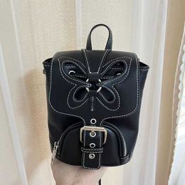 Sac à dos à nœud américain pour femmes, petit sac à dos creux noir, Design de Niche Y2k, 231215