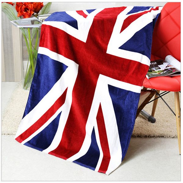 Serviette de bain Design drapeau britannique américain 140x70cm serviette de plage en coton absorbant séchage gant de toilette maillots de bain serviettes de douche