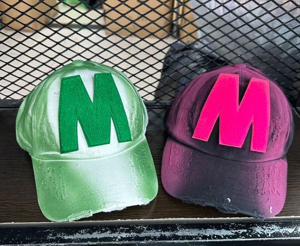 Gorra de béisbol con parche de letras mayúsculas americanas para hombres y mujeres, gorras con visera desgastadas de verano para parejas al aire libre, gorras rasgadas al por mayor