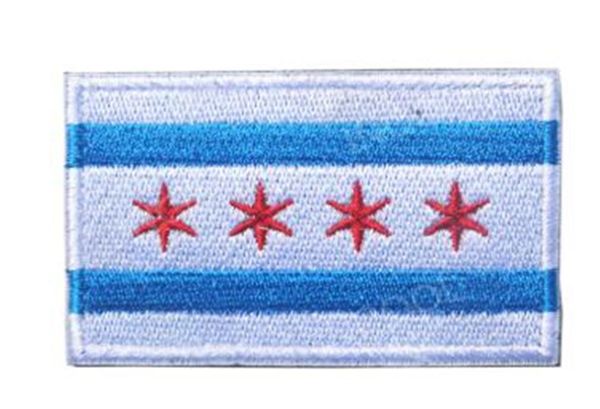 Patch de broderie de drapeau de la ville américaine de Chicago, patchs de drapeaux américains, patchs de moral militaire, emblème tactique, appliques, badges brodés2486063