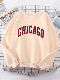 Amerikaanse Stad Chicago Hoodies Vrouwen Eenvoudige S-XXL Hoodie Losse Straat Hoge Kwaliteit Sweatshirt Hip Hop Casual Warm Tops Vrouwelijke 240112
