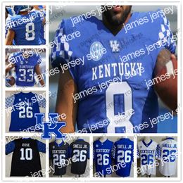 American College Football Wear 2019 Kentucky Wildcats # 22 Jared Lorenzen 22 Chris Oats 12 Chance Poore 33 Travis Tisdale 89 Allen Dailey Jr. Maillot Bleu Noir Blanc