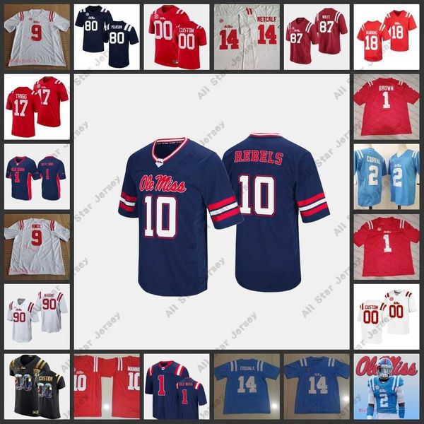 American College Football Wear 2022 NCAA Custom Stitched Ole Miss Rebels Camiseta de fútbol 43 Caden Costa 36 Rayf Vinson 19 Brice Johnson 34 DJ Beckum 21 Alex Grado 29 Mat