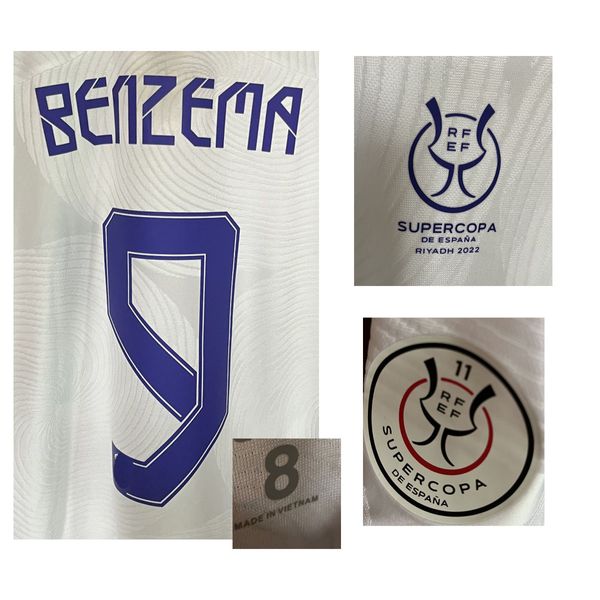 American College Football Wear 2022 Supercopa De Espana Final Benzema Modric Maillot Jersey Match Worn Player Issue VINI JR ASENSIO MARCELO Maillots