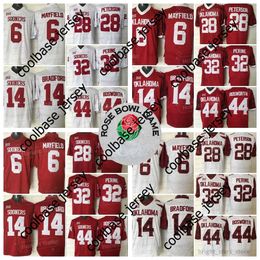 American College Football Wear 6 Baker Mayfield Football Jersey Oklahoma Sooners 44 Brian Bosworth 28 Adrian Peterson 32 Samaje Perine 14