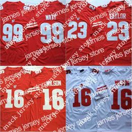 American College Football Wear 99 JJ Watt NCAA College Wisconsin Badgers voetbaljersey 16 Russell Wilson 23 Jonathan Taylor gestikt