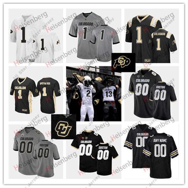 American College Football Wear NCAA Custom Colorado Buffaloes Jersey de fútbol cosido 3 Derrion Rakestraw 1 Charcoal Untouch