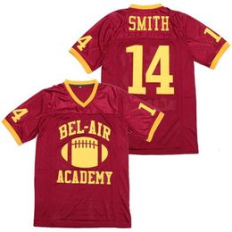American College Football Wear Bel-Air Academy Smith #14 Red Men Football Jersey Grootte S-XXXL