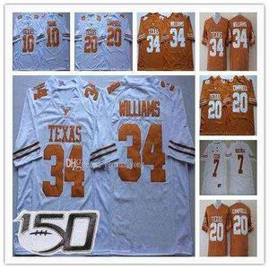 American College Football Wear Günstige NCAA Vintage Texas Longhorns Fußballtrikots 10 Vince Young 34 Ricky Williams 20 Earl Campbell College