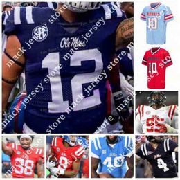 American College Football Wear College 2021 Red Ole Miss Rebels voetbaljersey NCAA College 10 Eli Manning 14 Bo Wallace 49 Patrick Willis