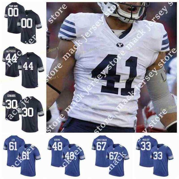 American College Football Wear College NCAA College Jerseys BYU Cougars 1 Zach Wilson 4 Lopini Katoa 15 Aleva Hifo 18 Gunner Romney 21 Talon Shumway Custom Football St