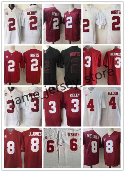 American College Football Wear College NCAA Alabama Crimson Tide Football Jersey 2 Derrick Henry 2 Jalen Hurts 3 Trent Richardson 3 Ridley 4