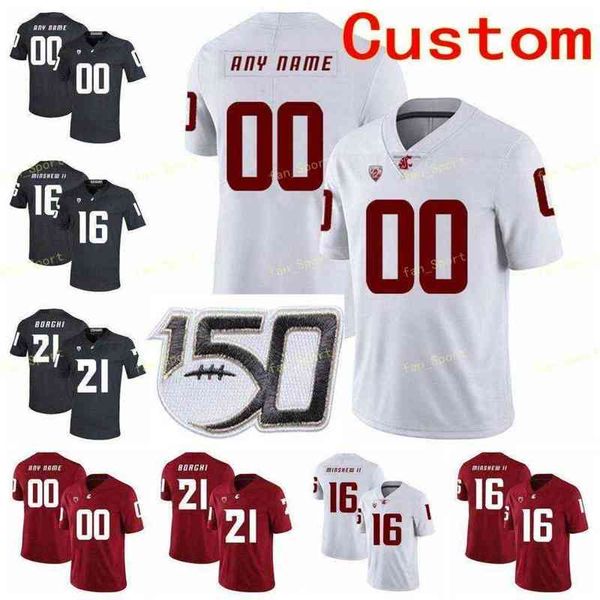 American College Football Wear College NCAA College Jerseys Washington State Cougars 11 Drew Bledsoe 12 Dezmon Patmon 15 Gunner Cruz 16 Deon McIntosh Custom Footbal