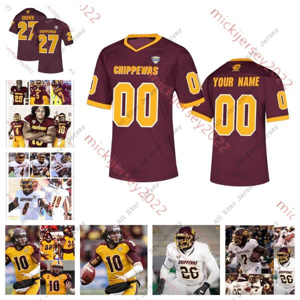 American College Football Wear Custom Central Michigan Chippewas Football Jersey 15 Irone Jackson Caleb Spann Elijah Rikard Fernando Sanchez III Nahree Biggins est