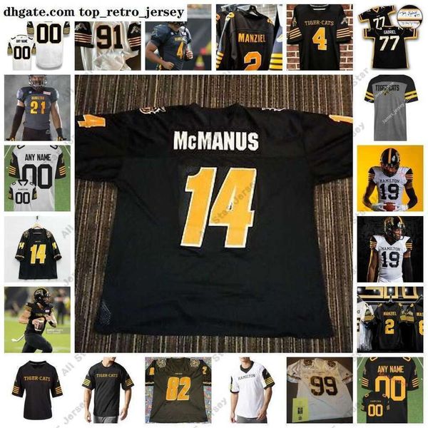 American College Football Wear Custom CFL Hamilton Tiger-Cats Football Jersey 24 Des Lawrence 21 Simoni Lawrence Micah JohnsonTadhg Leader Richard Leonard Myles M