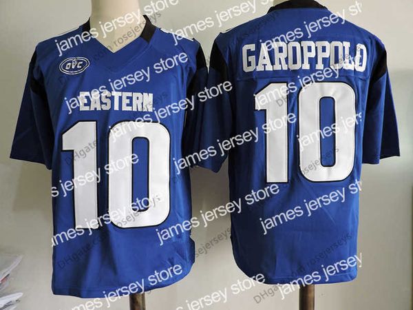 American College Football Wear Custom Eastern Illinois Panthers # 10 Jimmy Garoppolo FCS Jersey azul cosido SF Negro Rojo Blanco Rush NCAA Fútbol Hombres Jóvenes Mujeres K