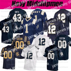 American College Football Wear Custom Navy Midshipmen voetbalshirt #8 Dalen Morris #23 Myles Fells #34 Jamale Carothers #54 Diego Fagot #80 Mark Walker Jerseys