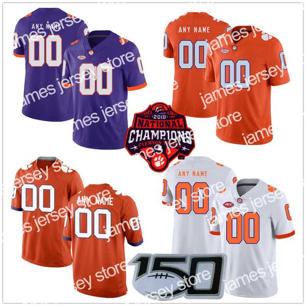 American College Football Wear Custom NCAA Clemson Tigers Football College 16 Trevor Lawrence Jersey 2 Kelly Bryant 13 Hunter Renfrow 4 DeShaun Watson Jerseys Stitc