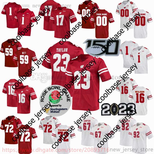 American College Football Wear Custom NCAA College Wisconsin Badgers Camiseta de fútbol 49 William Wagner 85 Clay Cundiff 5 Cedrick Dort Jr. 16