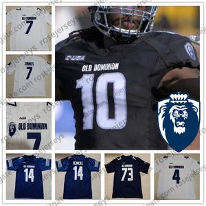 American College Football Wear Custom Old Dominion Football N'importe quel nom Numéro Bleu marine Noir Blanc 1 Kesean Strong 4 Stone Smartt 5 Steven Williams ODU NCAA Jersey