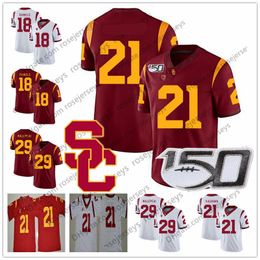 American College Football Wear Personalizado USC Trojans 21 Tyler Vaughns 29 Vavae Malepeai 81 Kyle Ford Red White 2019 NCAA 150TH Men Youth Kid Football Jersey 4XL