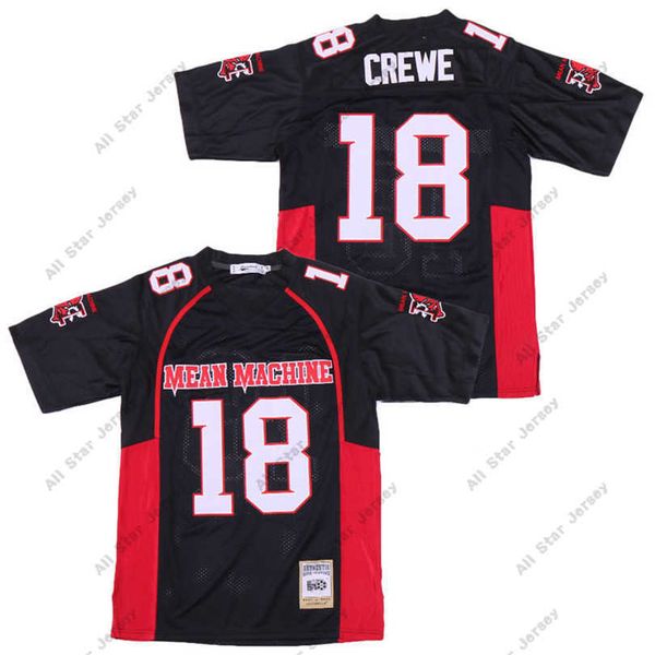 American College Football Wear Máquina media de patio más largo 18 Paul Crewe Football Jersey Men Men Equipo en casa Bordado negro y costura de algodón puro transpirable Qua