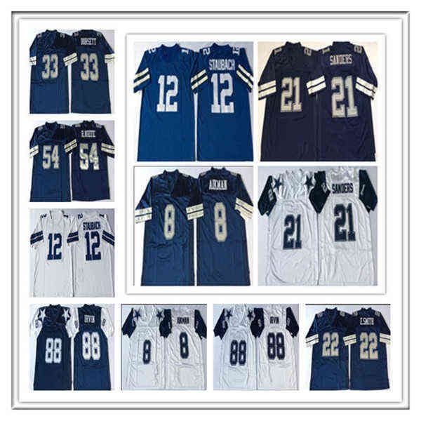 Vêtements de football universitaire américain pour hommes, Football rétro universitaire Deion Sanders Emmitt Smith Troy Aikman Tony Dorsett Randy White Michael Ir24s Roge