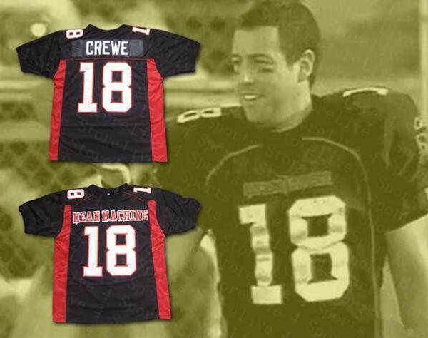 Ropa de fútbol americano universitario Hombres Paul Crewe 18 La yarda más larga Máquina media Jersey Uniformes de película de fútbol Equipo cosido completo Mezcla de tamaño negro