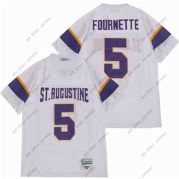 American College Football Wear Men Sale High School 5 Leonard Fournette St Augustine voetbaljersey Ademend Wit WIT Away Color Pure Cotton Top Qualit