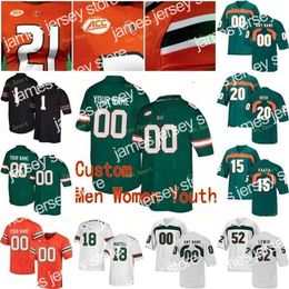 American College Football Wear Miami Hurricanes Football Jersey 12 Jim Kelly 2 K.J. Osborn 5 N'Kosi Perry 12 Malik Rosier 25 Travis Homer NCAA College Men Women Youth