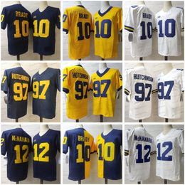 American College Football Wear NCAA College Football Jersey Tom 10 Brady Michigan Wolverines Hutchinson 2 Charles Woodson Marine Blanc Jaune Maillots Pour Hommes Cousu O