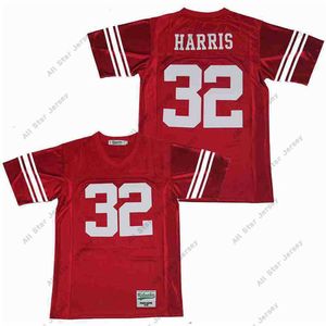 American College Football Wear New Jersey High School 32 Franco Harris voetbalshirts mannen genaaid en borduurwerk puur katoenen team huis rood ademende topkwaliteit