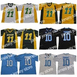 American College Football Wear Nik1 NCAA NDSU Bison College 11 Carson Wentz Jersey Hombres North Carolina Tar Heels Fútbol 10 Mitchell Trubisky Jerseys UNC Negro Azul W