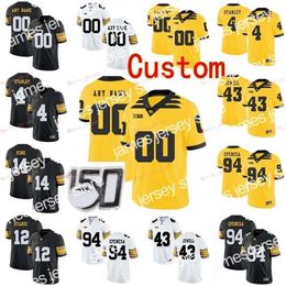 American College Football Wear Nik1 Cousu Personnalisé 4 Nate Stanley 43 Josey Jewell 46 George Kittle 5 Oliver Martin Iowa Hawkeyes College Hommes Femmes Maillot Jeunesse