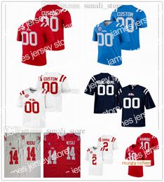 American College Football Wear Ole Miss Rebels NCAA College 14 DK Metcalf Jerseys Chad Kelly 10 Eli Manning 2 Matt Corral 24 Snoop Conner 25 Henry Parrish Jr. 11 Dontari