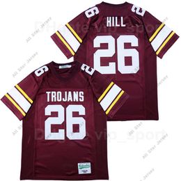 American College Football Wear Paradise Valley Trojans Football 26 Tyreek Hill High School Jersey Equipo transpirable Color Rojo Algodón puro Bordado y costura Deporte