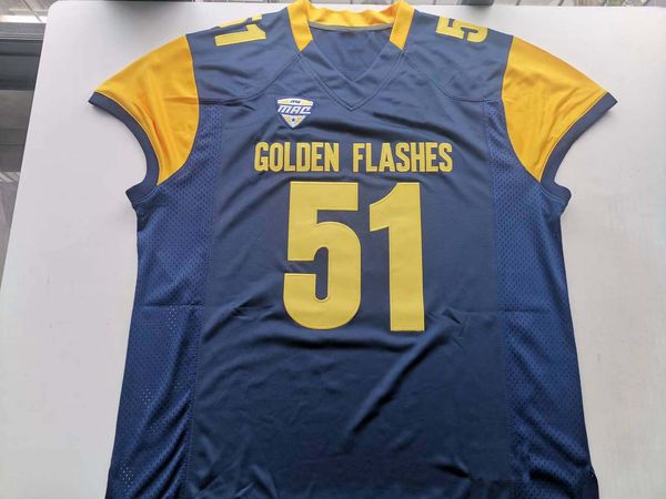 American College Football Wear Photos physiques Kent State Golden Flashes 51 KERR Hommes Jeunes Femmes Vintage High School Taille S-5XL ou n'importe quel nom et numéro de maillot