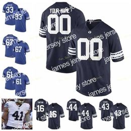 American College Football Wear Thr NCAA College Jerseys BYU Cougars 5 Dayan Ghanwoloku 33 Emmanuel Esukpa 82 Dax Milne 13 Micah Simon 16 Baylor Romney Football personnalisé