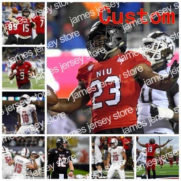 American College Football Wear Thr NCAA College Jerseys Northern Illinois Huskies 11 George Bork 12 CJ Bowers 14 Tears 15 Childers 16 JD Harris 70 Marques Cox Custom