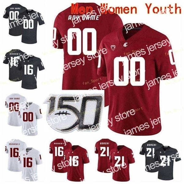 Ropa de fútbol americano universitario Thr Camisetas universitarias de la NCAA Washington State Cougars 39 Clay Markoff 4 Gage Gubrud 4 Luke Falk 47 Peyton Pelluer Fútbol personalizado cosido